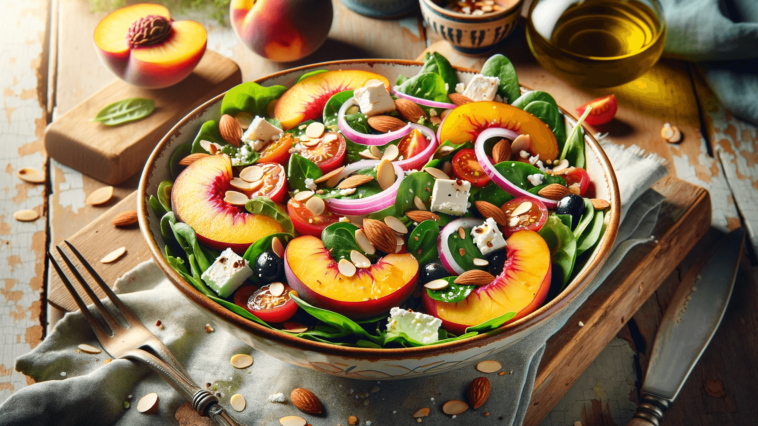 Fresh Green Salad With Peaches & Tomatoes